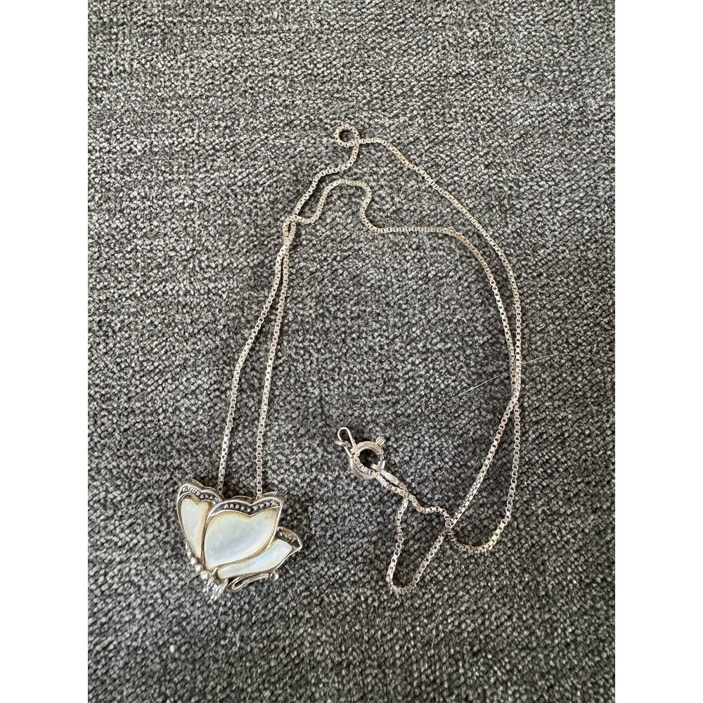 Sterling Silver 925 Chain Mother Of Peare Butterfly Silver 925 Pendant Necklace